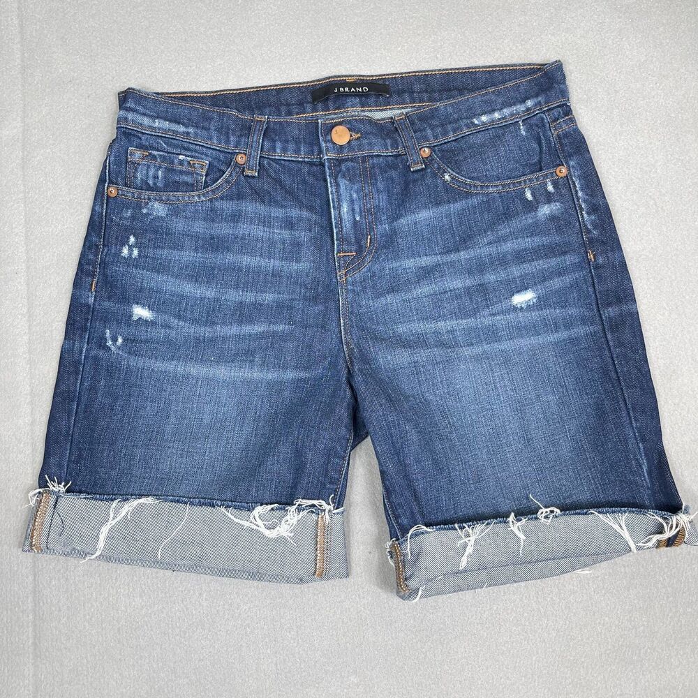 J Brand Jean Shorts Womens 26 Cut Off Mid Rise Raw‎ Hem Lightly Distressed